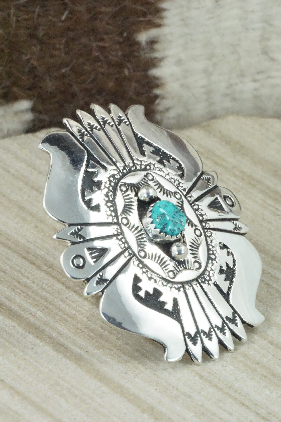 Turquoise & Sterling Silver Ring - Richard Singer - Size 7.5 (Adj.)
