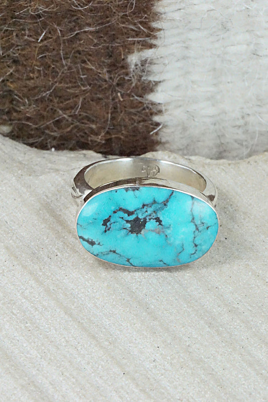 Turquoise & Sterling Silver Ring - Sheena Jack - Size 11