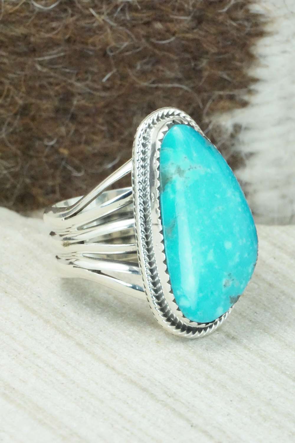 Turquoise & Sterling Silver Ring - Mike Smith - Size 9.75