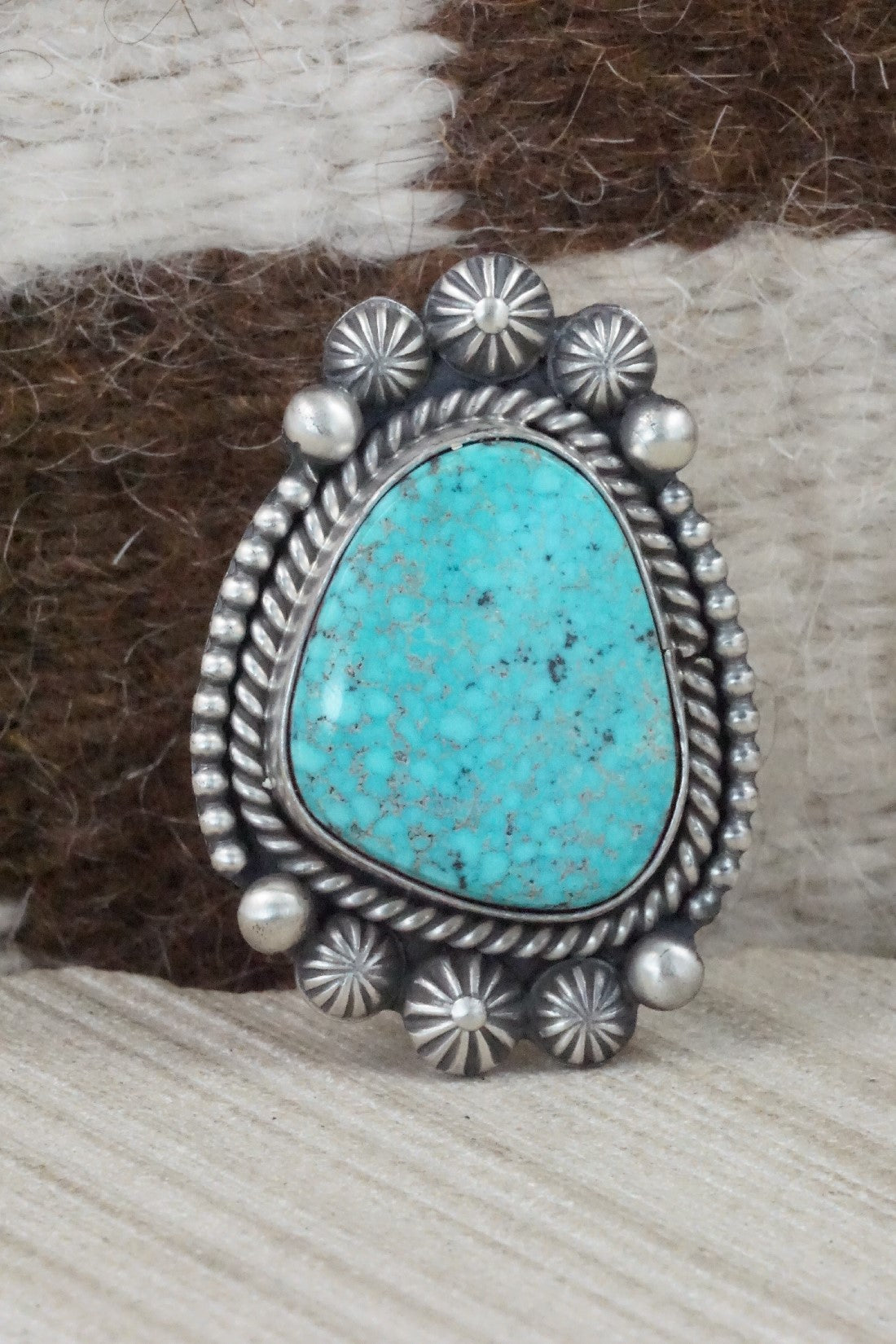 Turquoise & Sterling Silver Ring - Michael Calladitto - Size 9.5