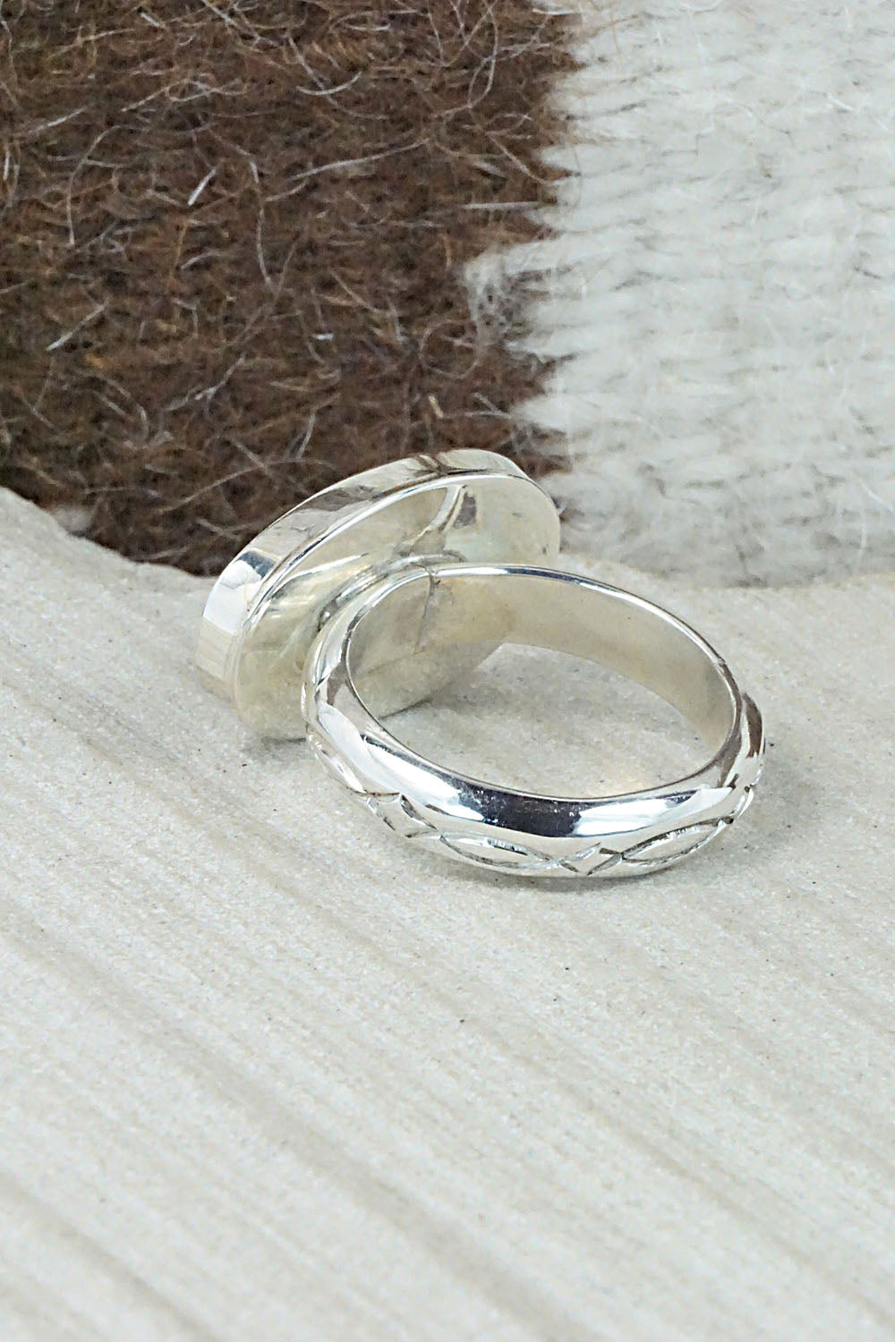 Turquoise & Sterling Silver Ring - Sheena Jack - Size 11