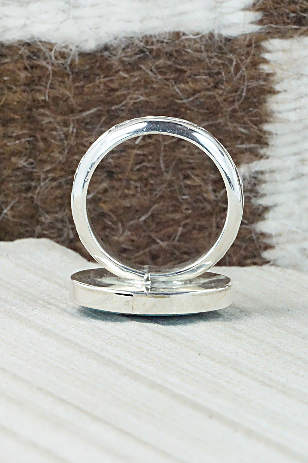 Turquoise & Sterling Silver Ring - Sheena Jack - Size 11
