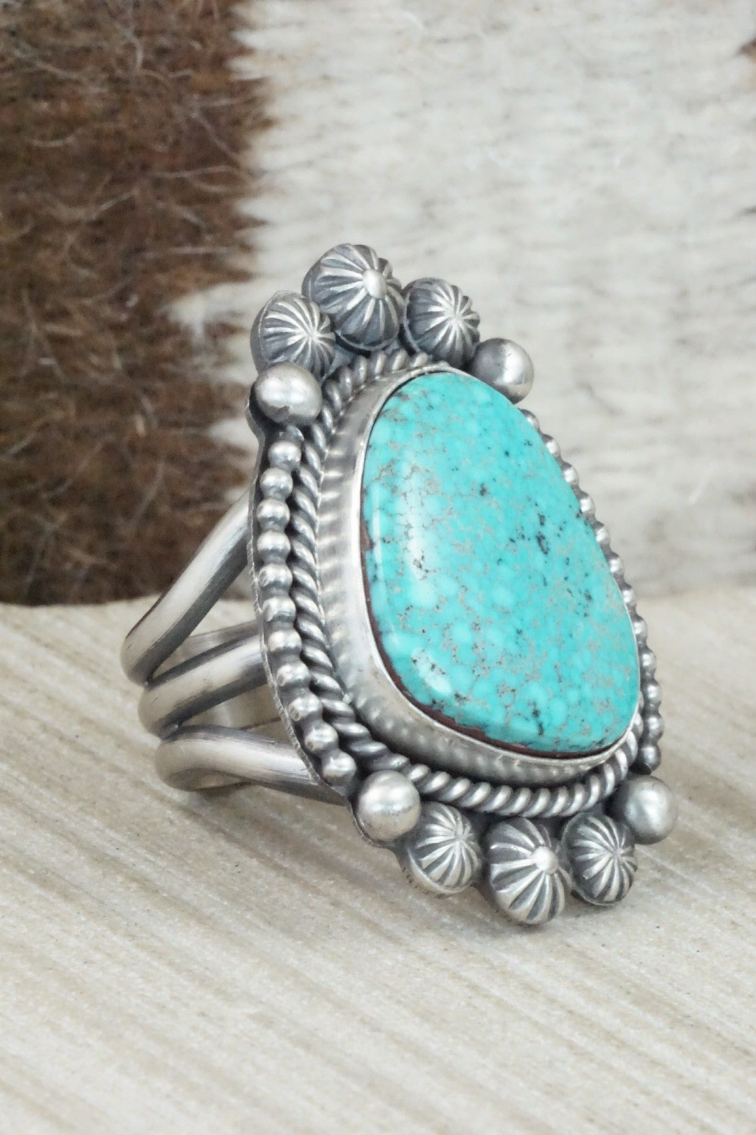 Turquoise & Sterling Silver Ring - Michael Calladitto - Size 9.5