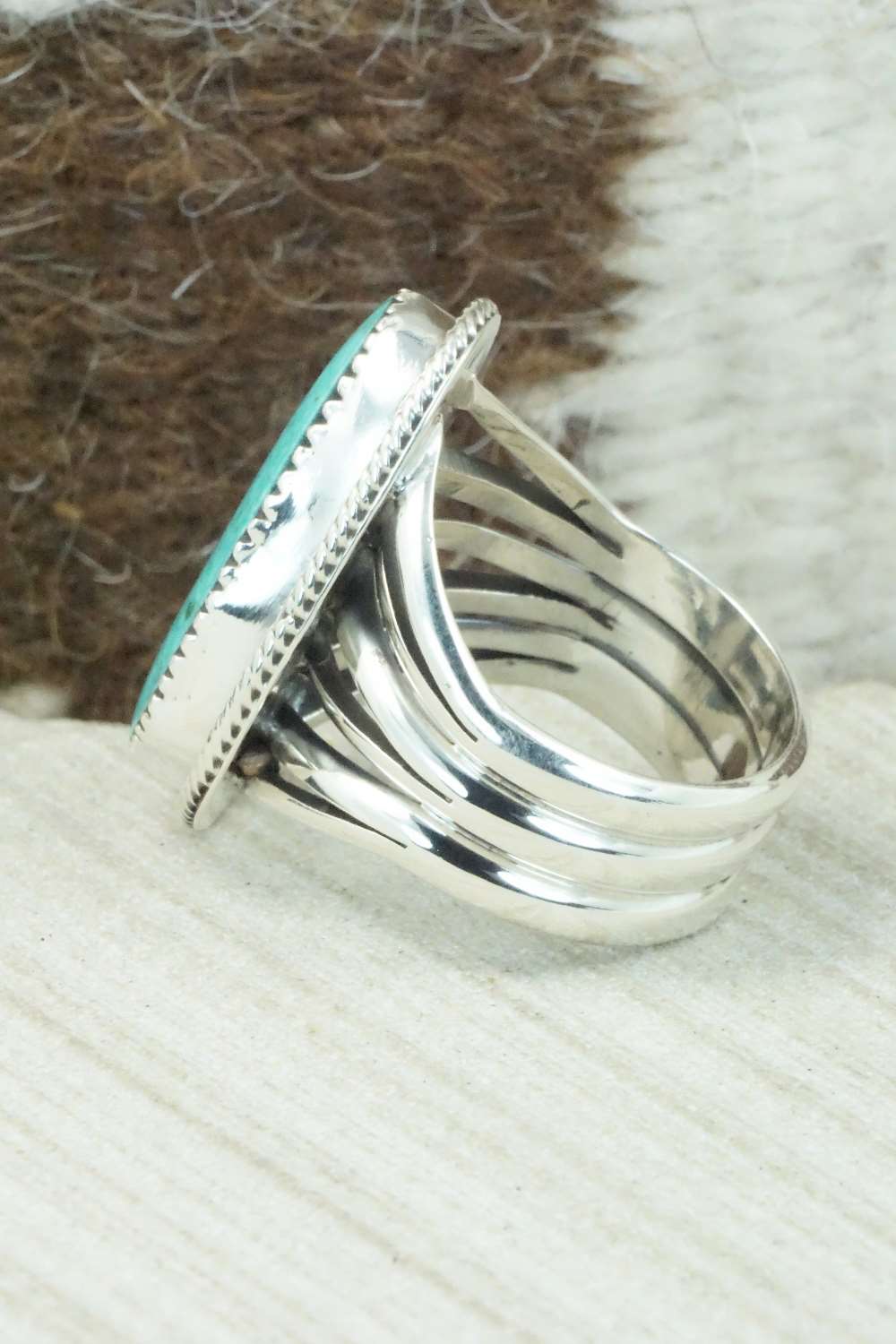 Turquoise & Sterling Silver Ring - Mike Smith - Size 9.75