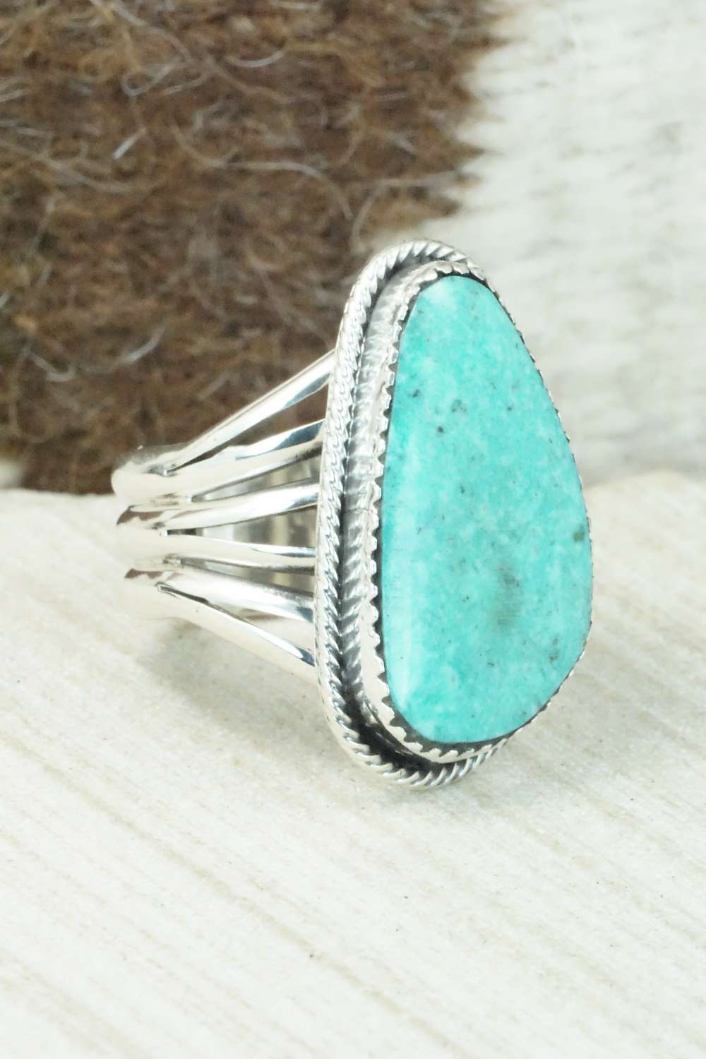 Turquoise & Sterling Silver Ring - Mike Smith - Size 9.75