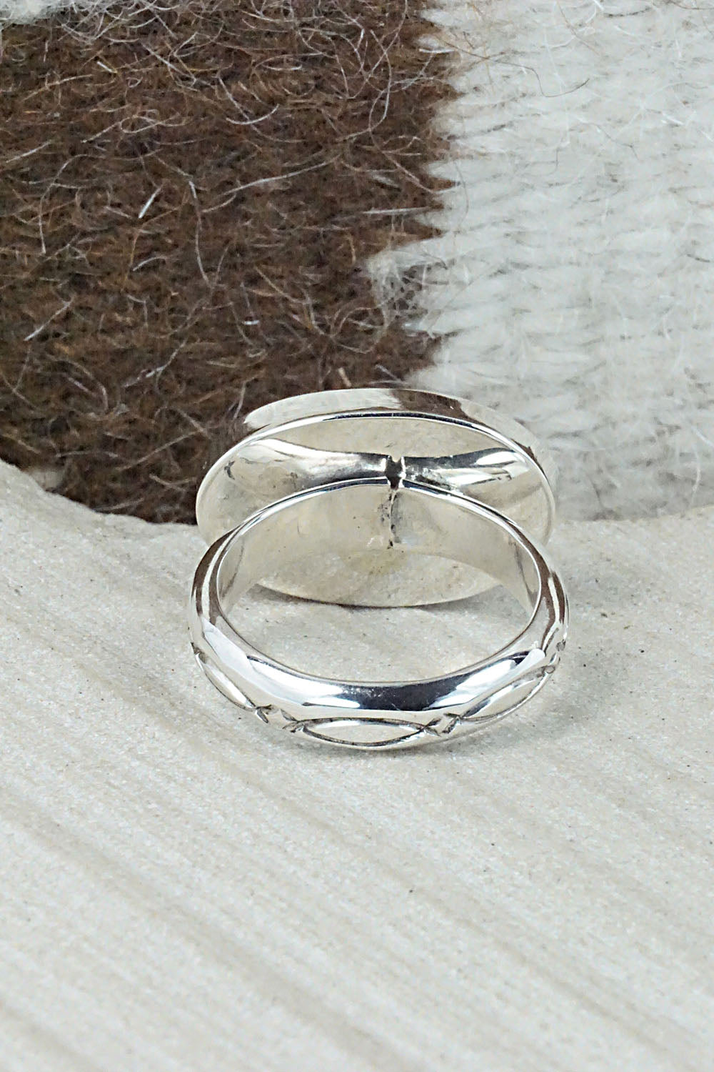 Turquoise & Sterling Silver Ring - Sheena Jack - Size 11