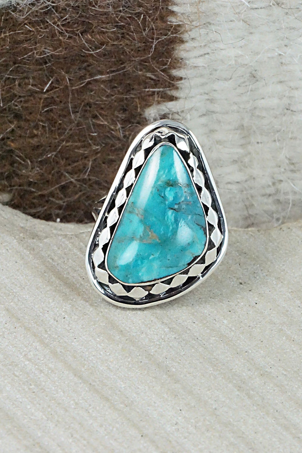 Turquoise & Sterling Silver Ring - Mike Smith - Size 6.5