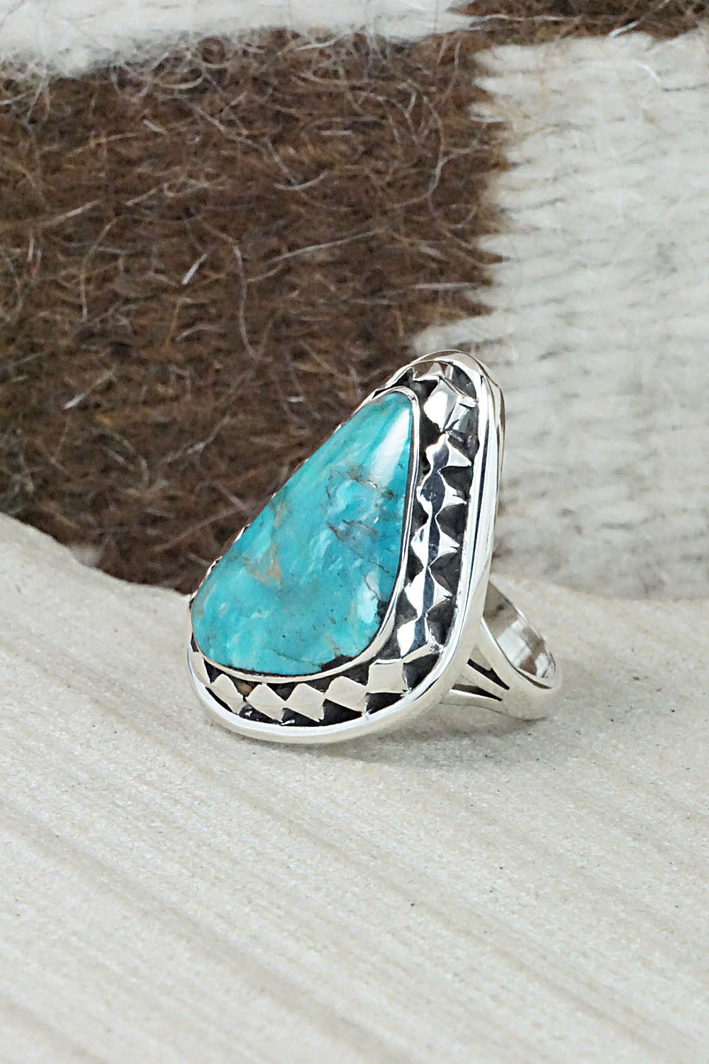 Turquoise & Sterling Silver Ring - Mike Smith - Size 6.5