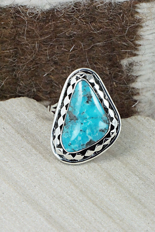 Turquoise & Sterling Silver Ring - Mike Smith - Size 8.75
