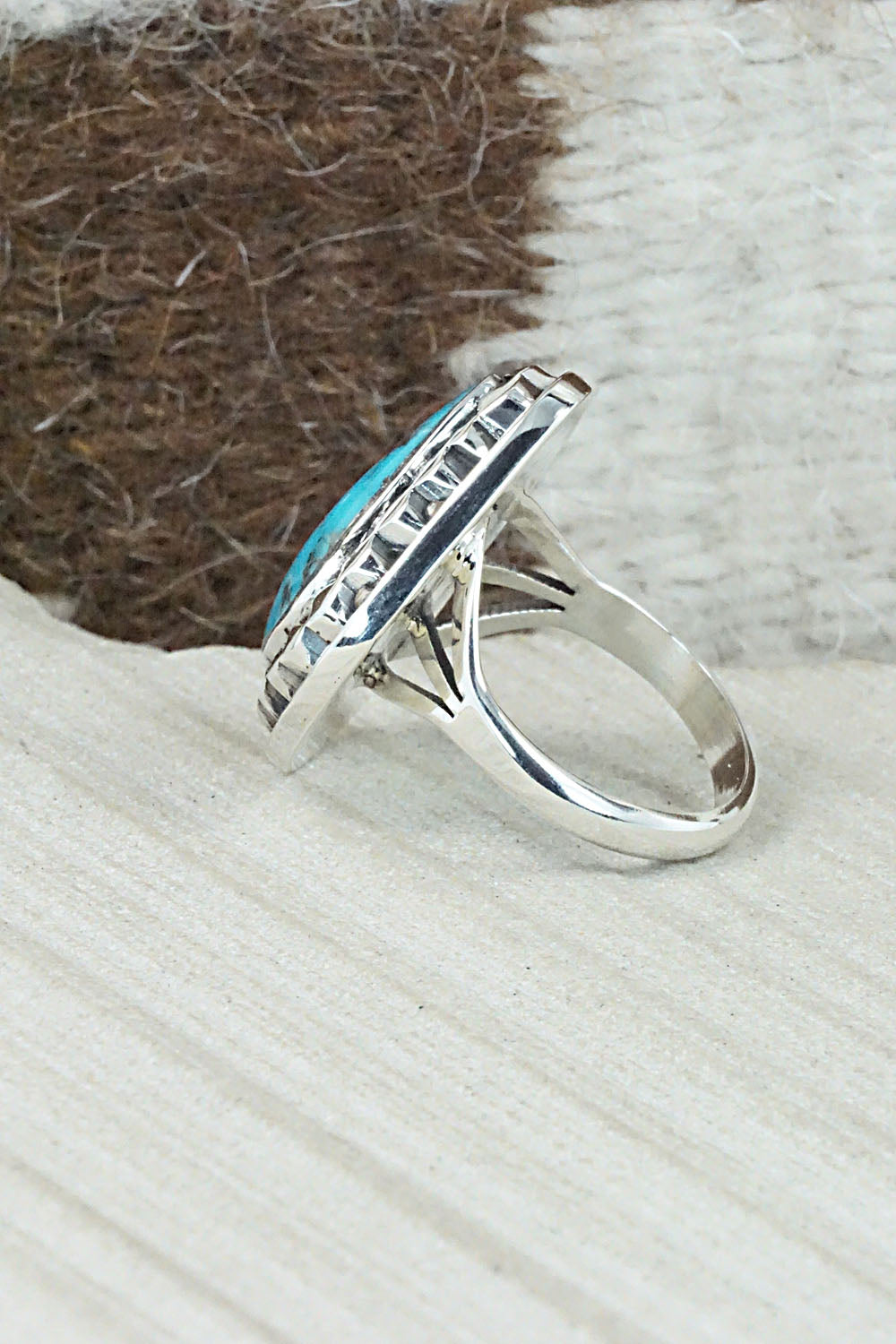 Turquoise & Sterling Silver Ring - Mike Smith - Size 8.75