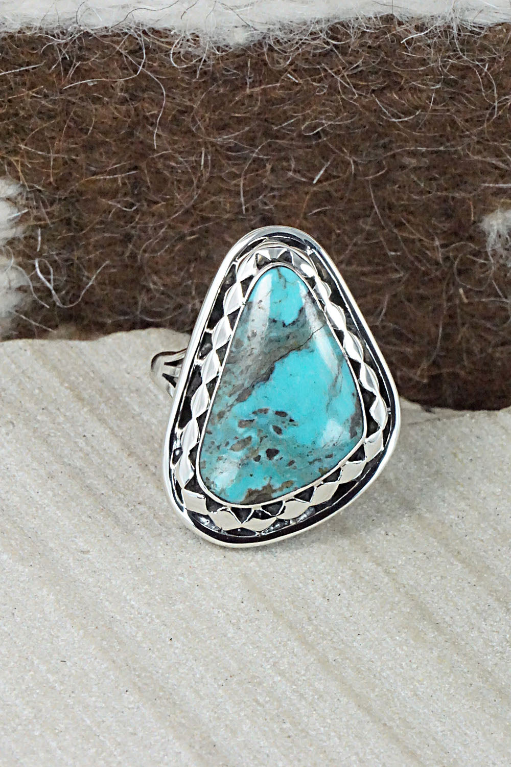 Turquoise & Sterling Silver Ring - Mike Smith - Size 8.5