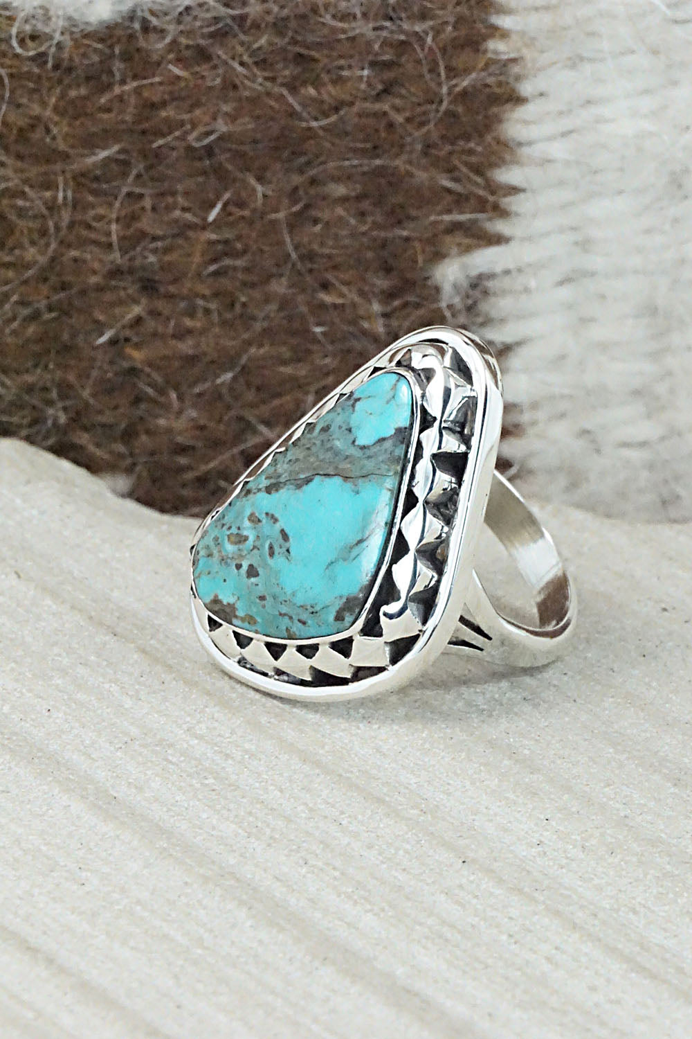 Turquoise & Sterling Silver Ring - Mike Smith - Size 8.5