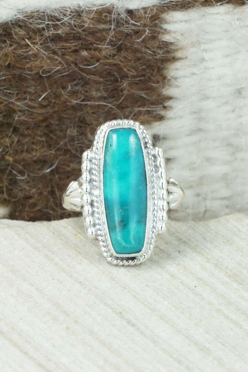 Turquoise & Sterling Silver Ring - Bobby Platero - Size 5.5