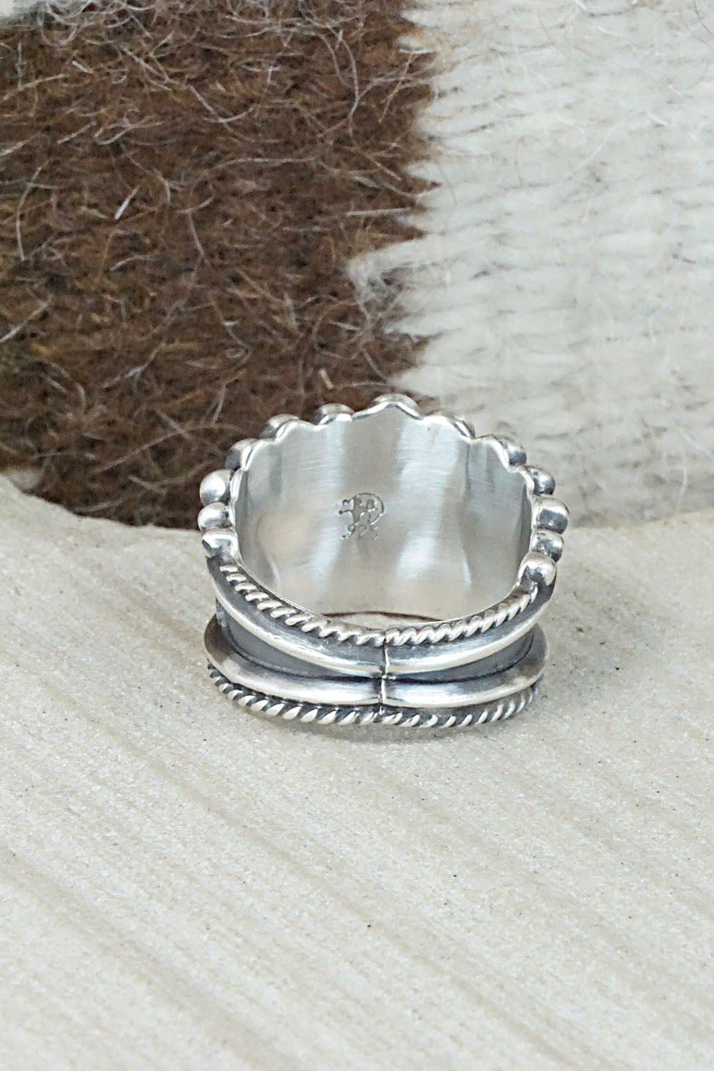 Turquoise & Sterling Silver Ring - Tom Lewis - Size 8.5