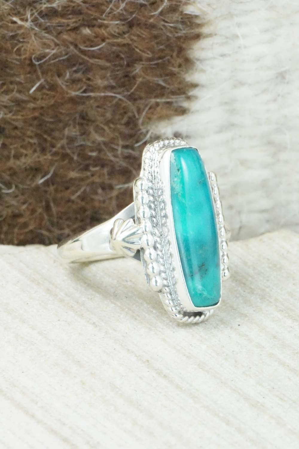 Turquoise & Sterling Silver Ring - Bobby Platero - Size 5.5