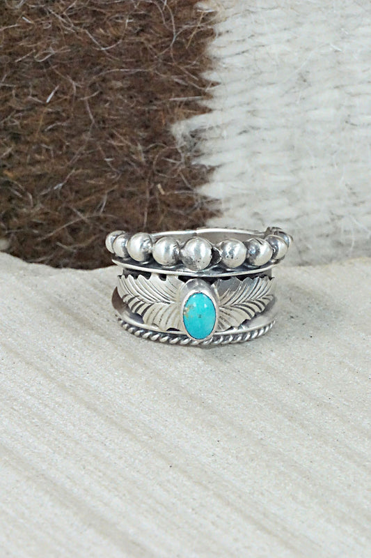 Turquoise & Sterling Silver Ring - Tom Lewis - Size 6.5
