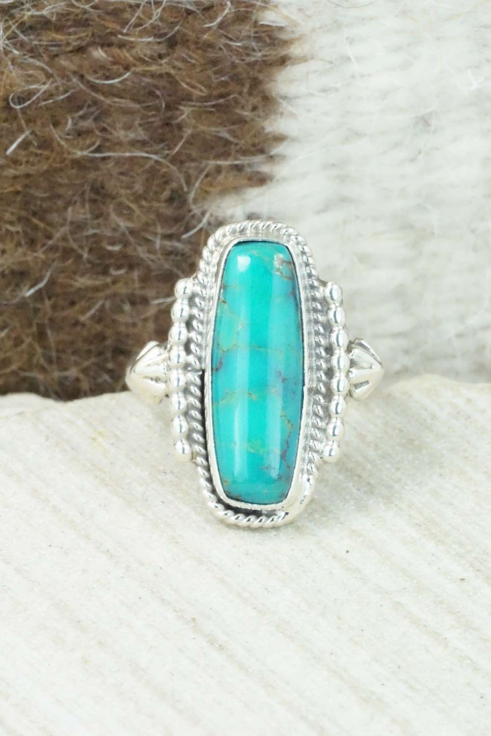 Turquoise & Sterling Silver Ring - Bobby Platero - Size 5.75