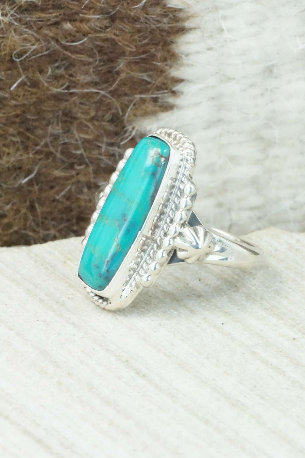 Turquoise & Sterling Silver Ring - Bobby Platero - Size 5.75