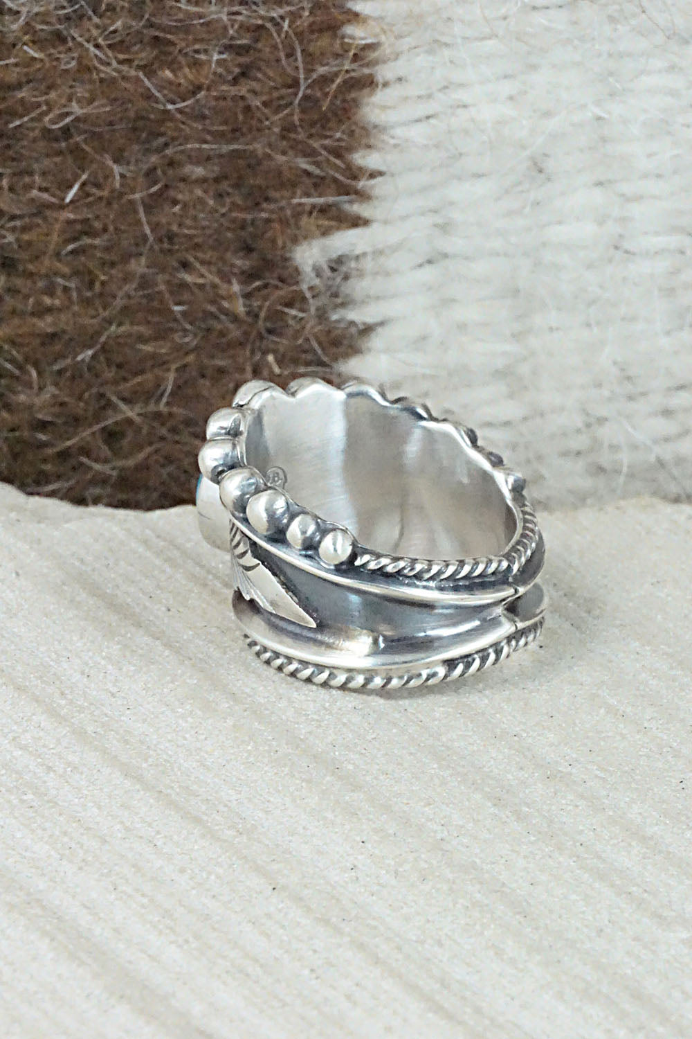 Turquoise & Sterling Silver Ring - Tom Lewis - Size 6.5