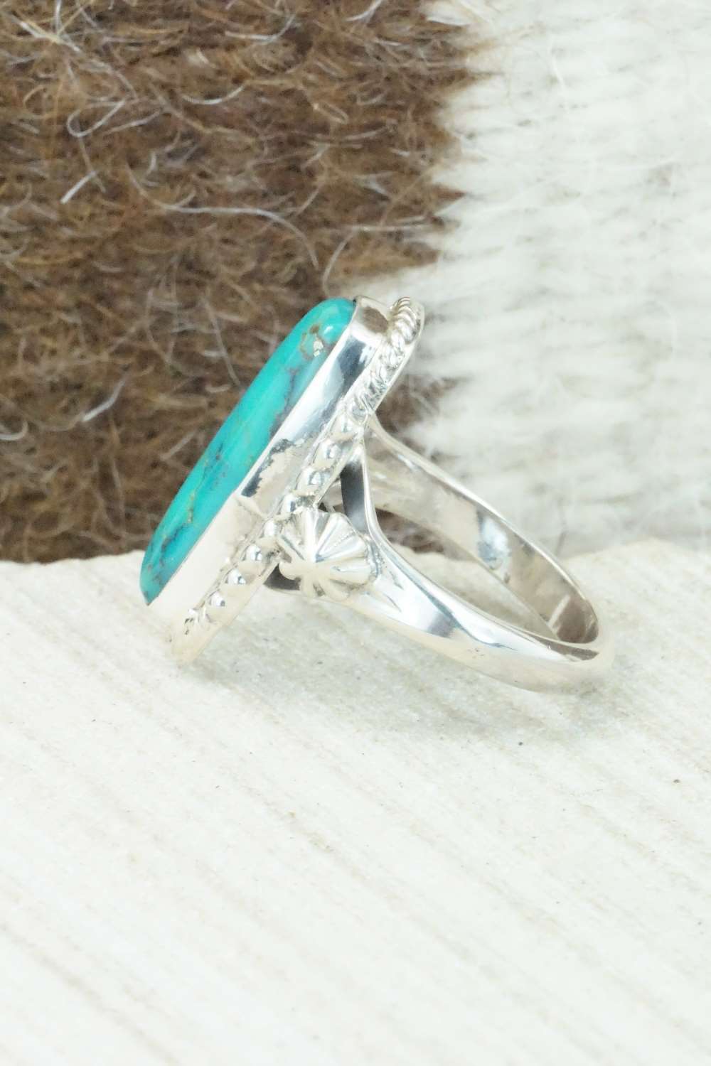 Turquoise & Sterling Silver Ring - Bobby Platero - Size 5.75