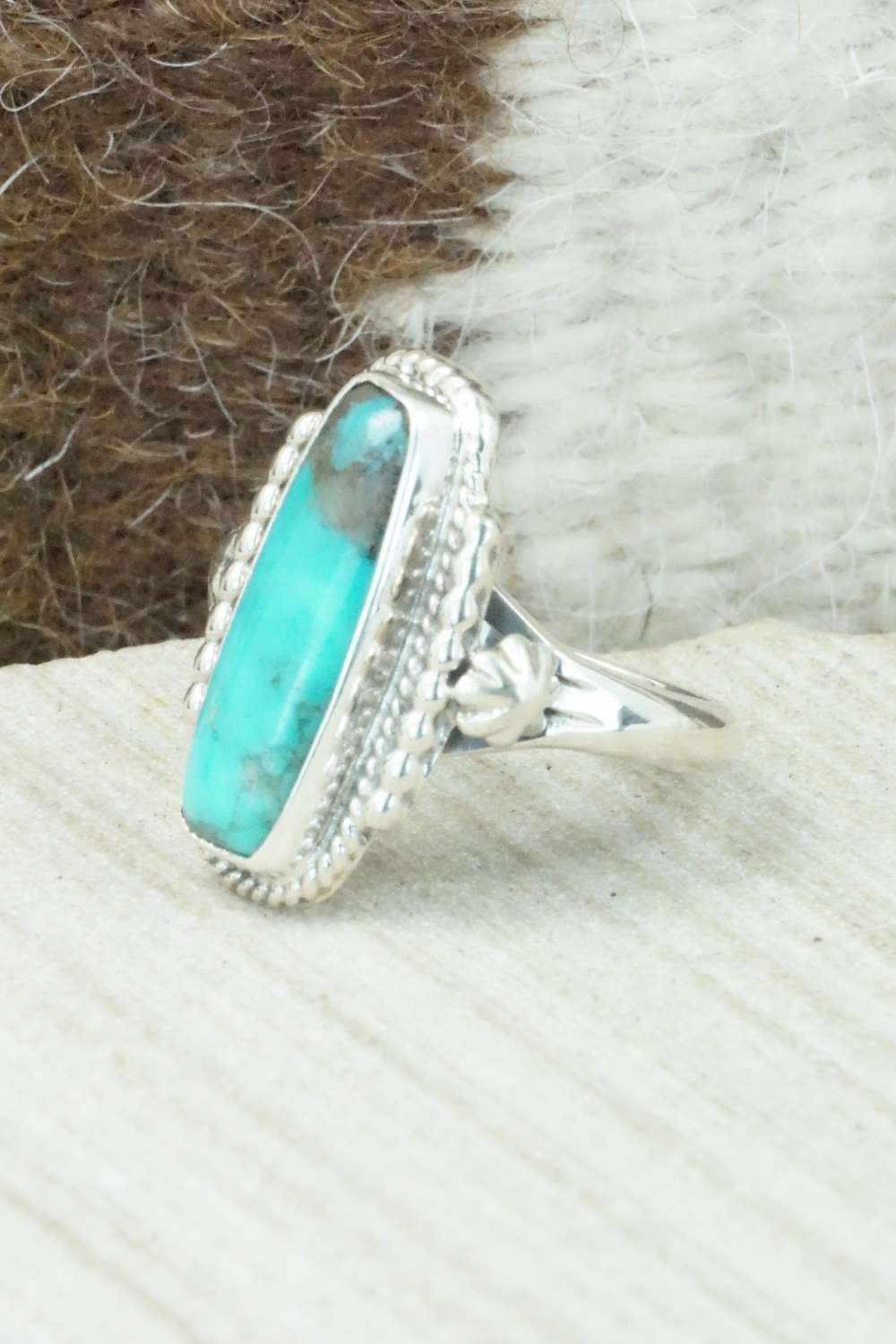 Turquoise & Sterling Silver Ring - Bobby Platero - Size 6.5