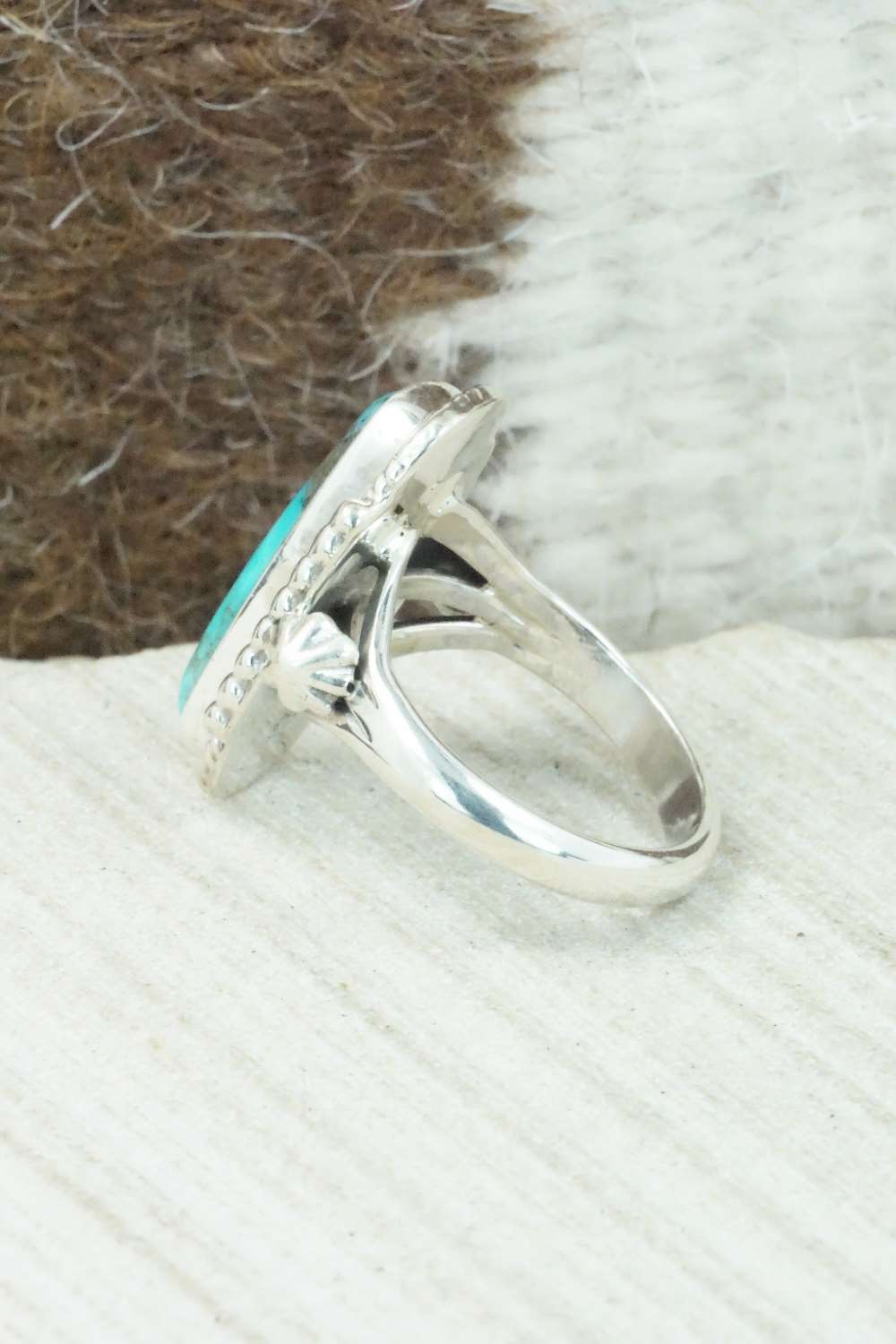 Turquoise & Sterling Silver Ring - Bobby Platero - Size 6.5