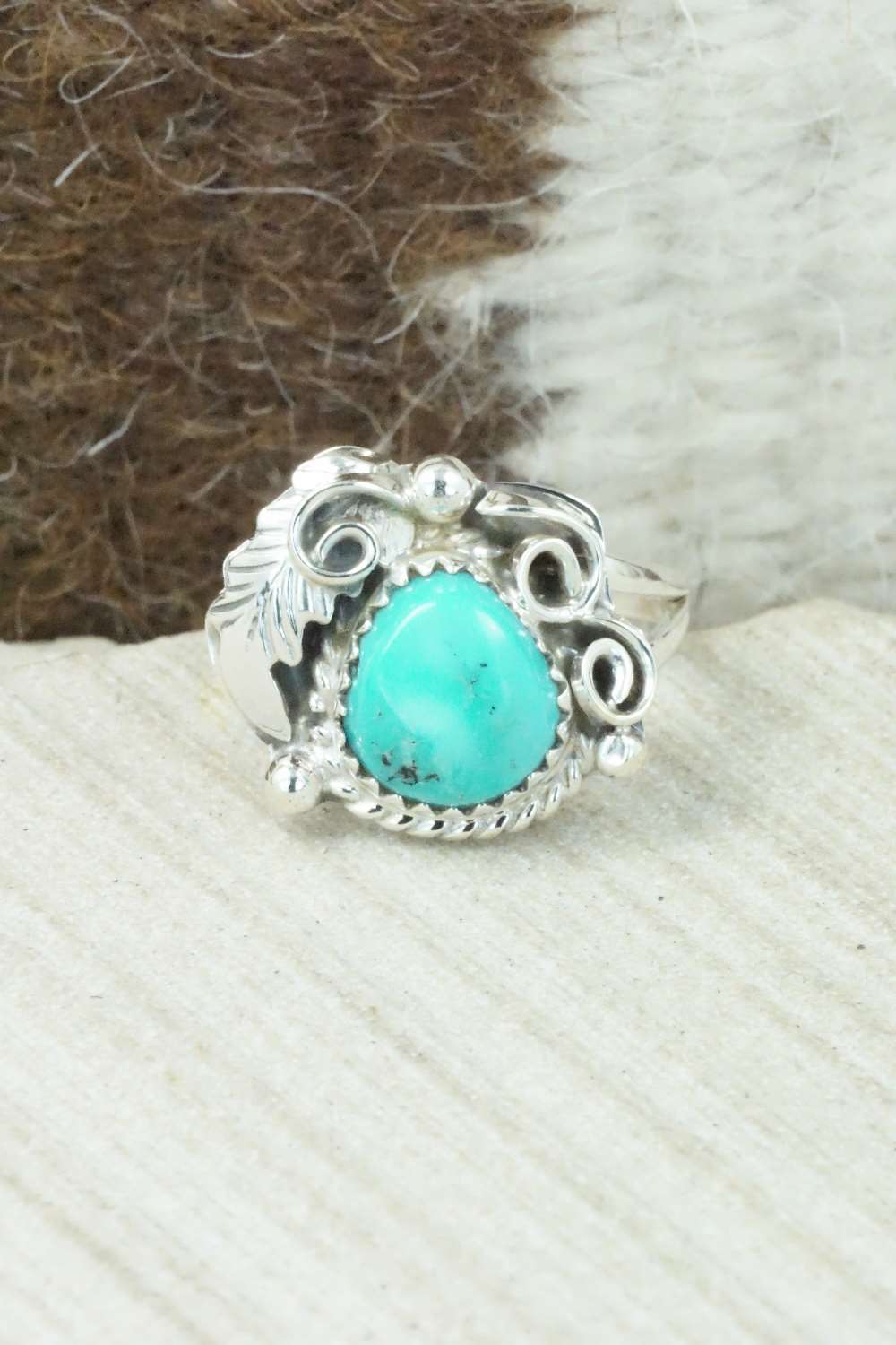 Turquoise & Sterling Silver Ring - Roberta Begay - Size 7.25