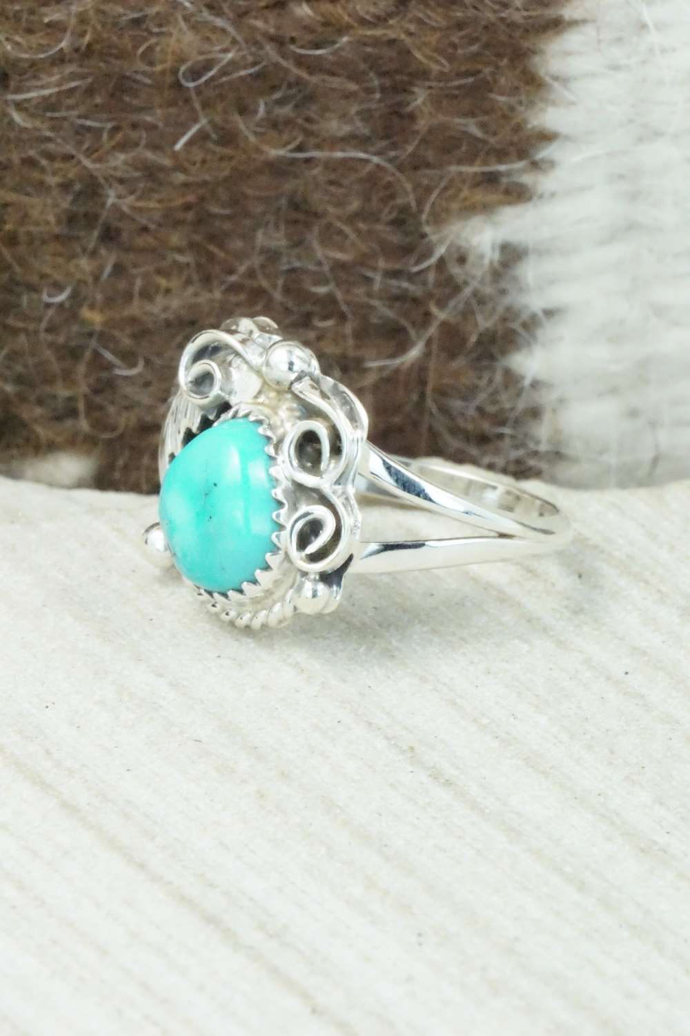 Turquoise & Sterling Silver Ring - Roberta Begay - Size 7.25