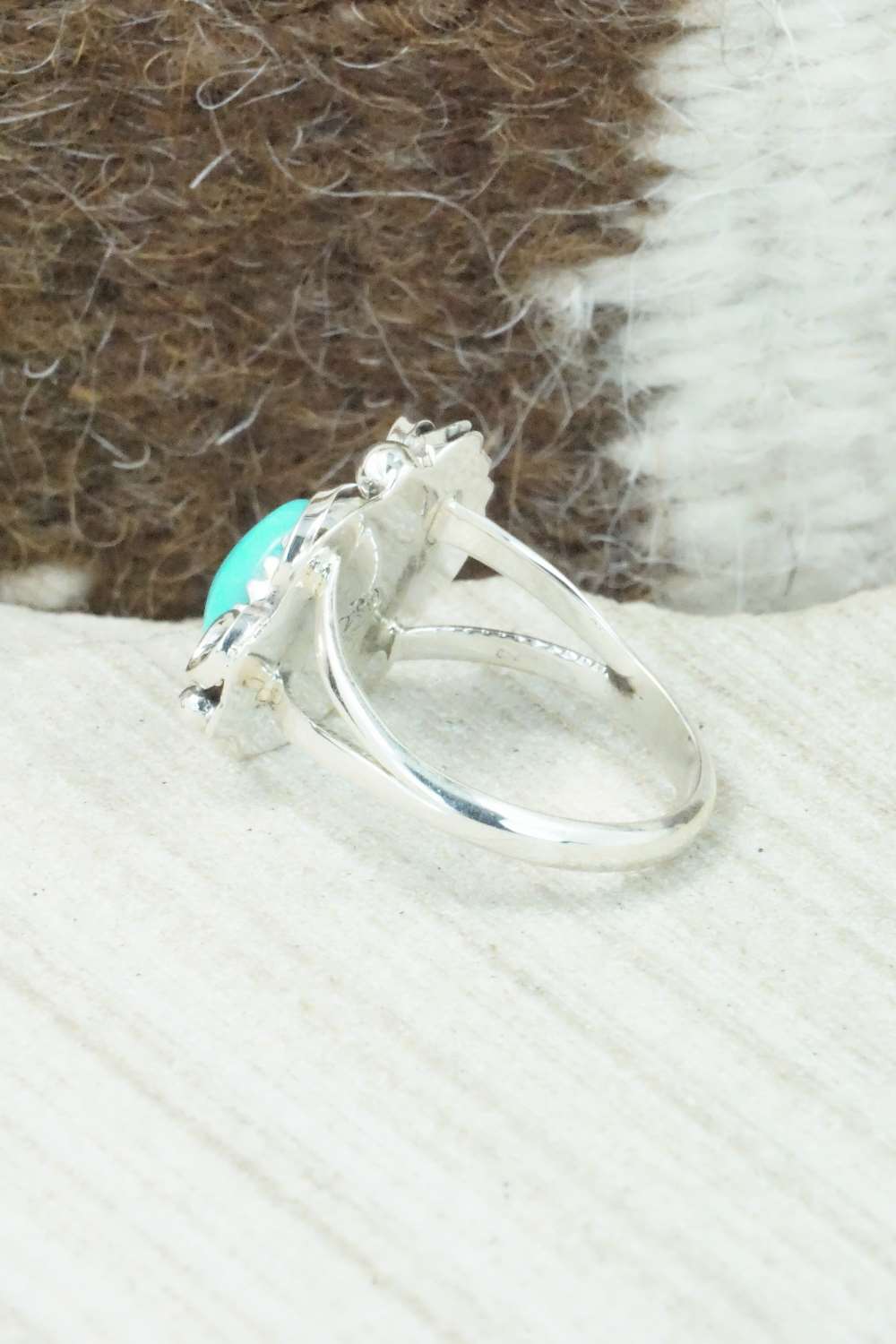 Turquoise & Sterling Silver Ring - Roberta Begay - Size 7.25