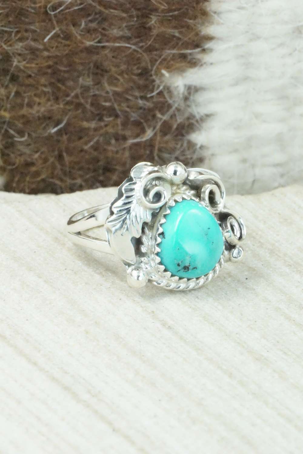 Turquoise & Sterling Silver Ring - Roberta Begay - Size 7.25