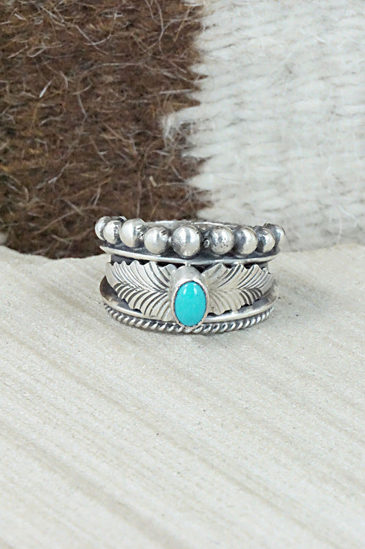 Turquoise & Sterling Silver Ring - Tom Lewis - Size 8.5