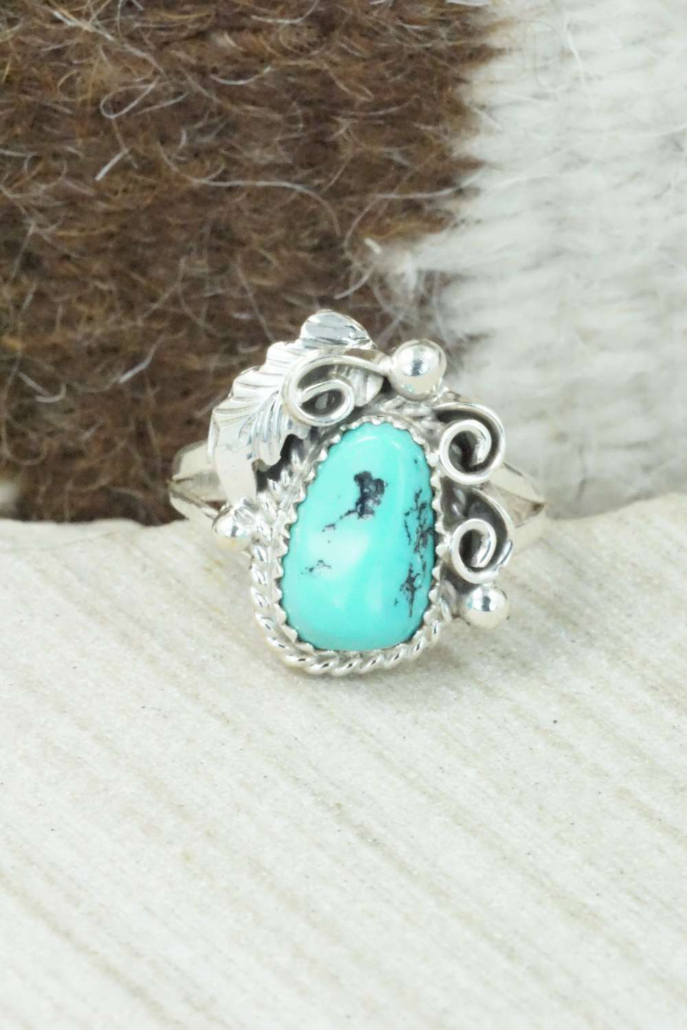Turquoise & Sterling Silver Ring - Roberta Begay - Size 8.25