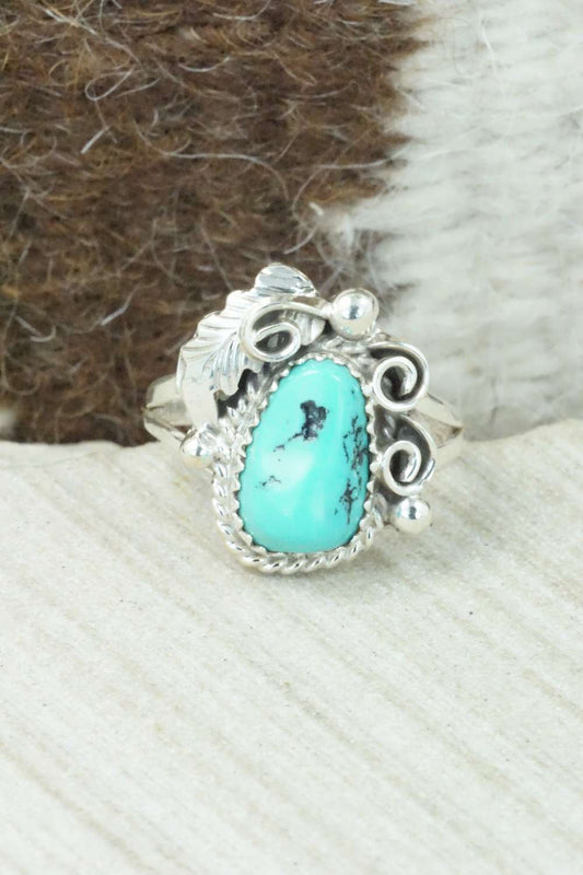 Turquoise & Sterling Silver Ring - Roberta Begay - Size 8.25