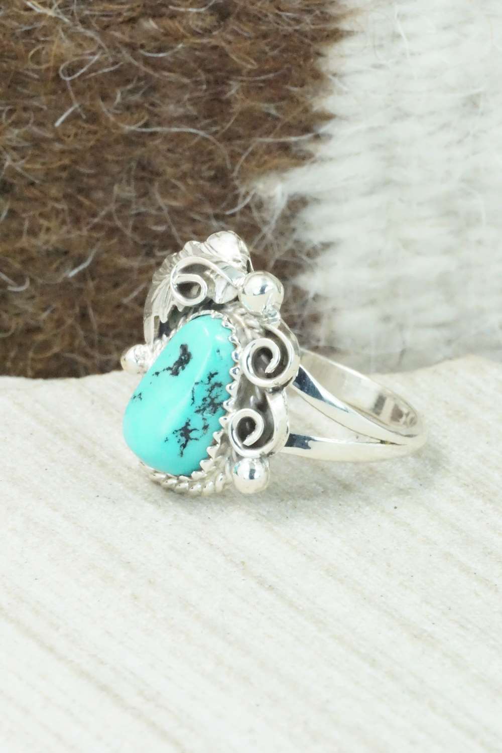 Turquoise & Sterling Silver Ring - Roberta Begay - Size 8.25