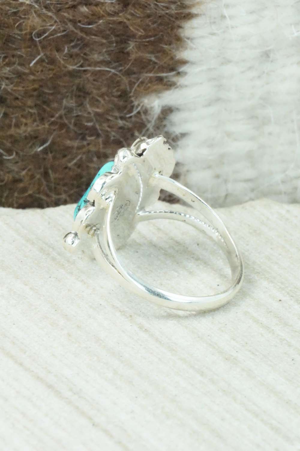 Turquoise & Sterling Silver Ring - Roberta Begay - Size 8.25