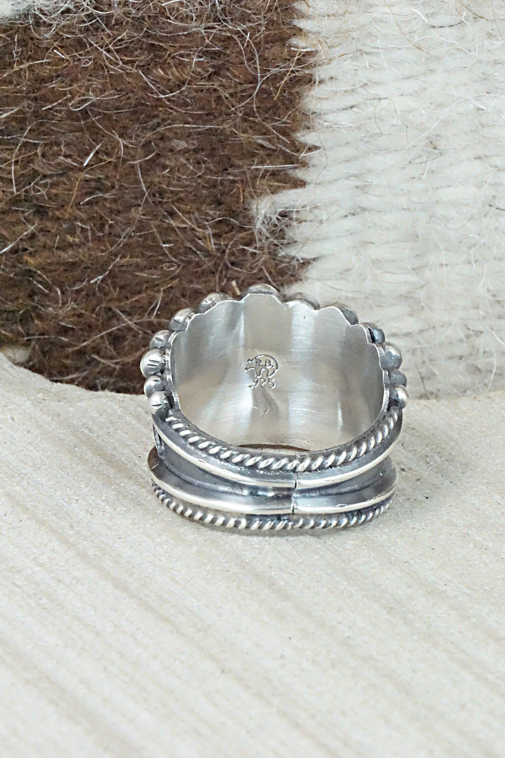 Turquoise & Sterling Silver Ring - Tom Lewis - Size 8.5