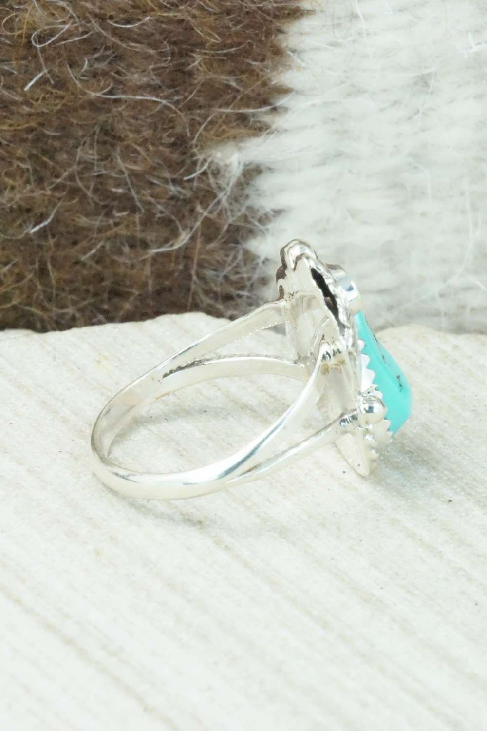 Turquoise & Sterling Silver Ring - Roberta Begay - Size 8.25