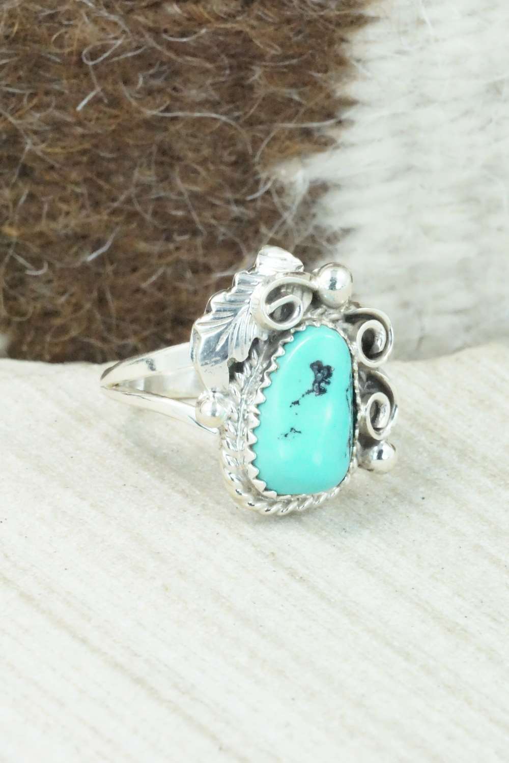Turquoise & Sterling Silver Ring - Roberta Begay - Size 8.25