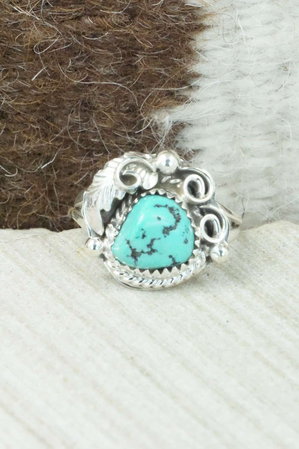 Turquoise & Sterling Silver Ring - Roberta Begay - Size 9