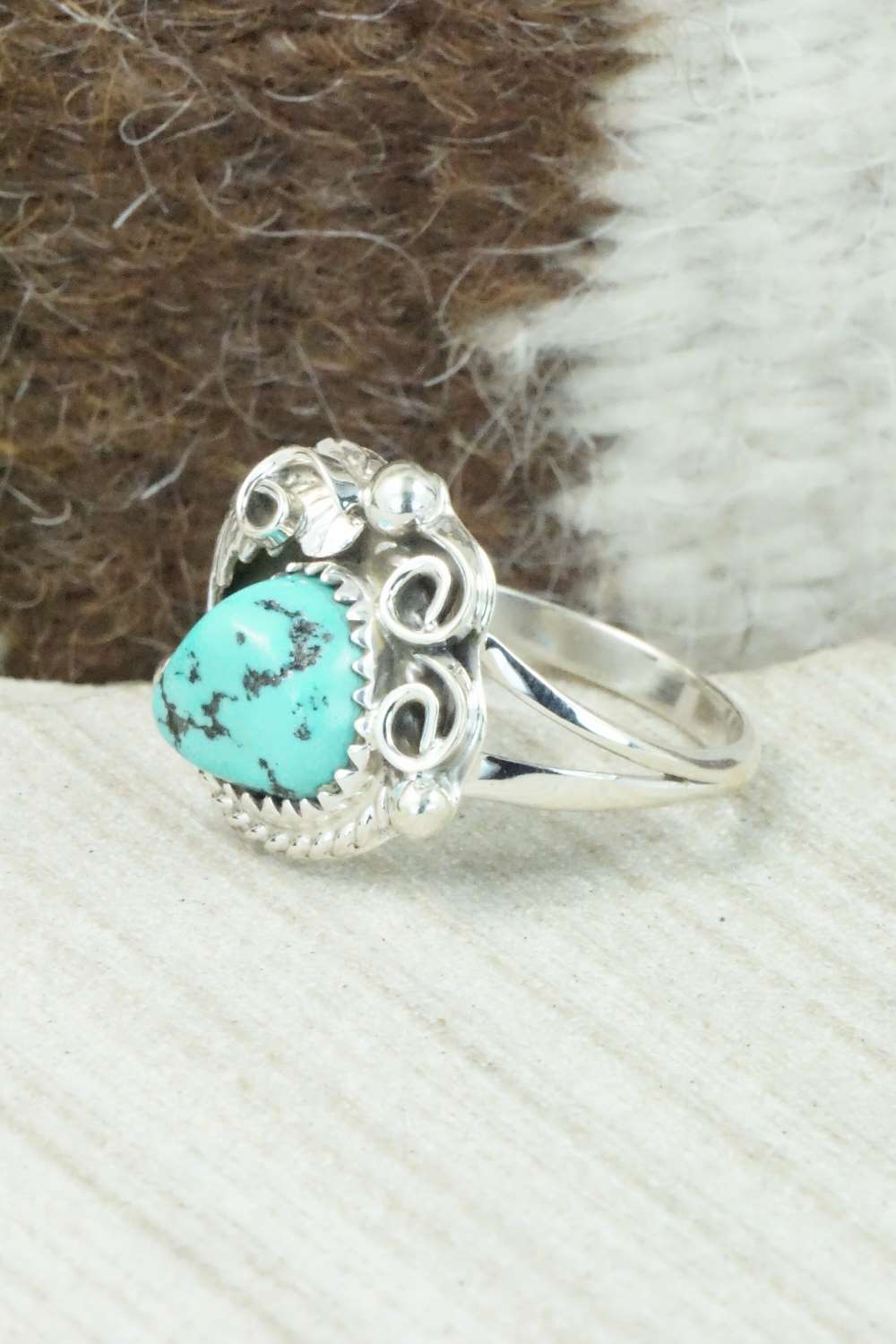 Turquoise & Sterling Silver Ring - Roberta Begay - Size 9