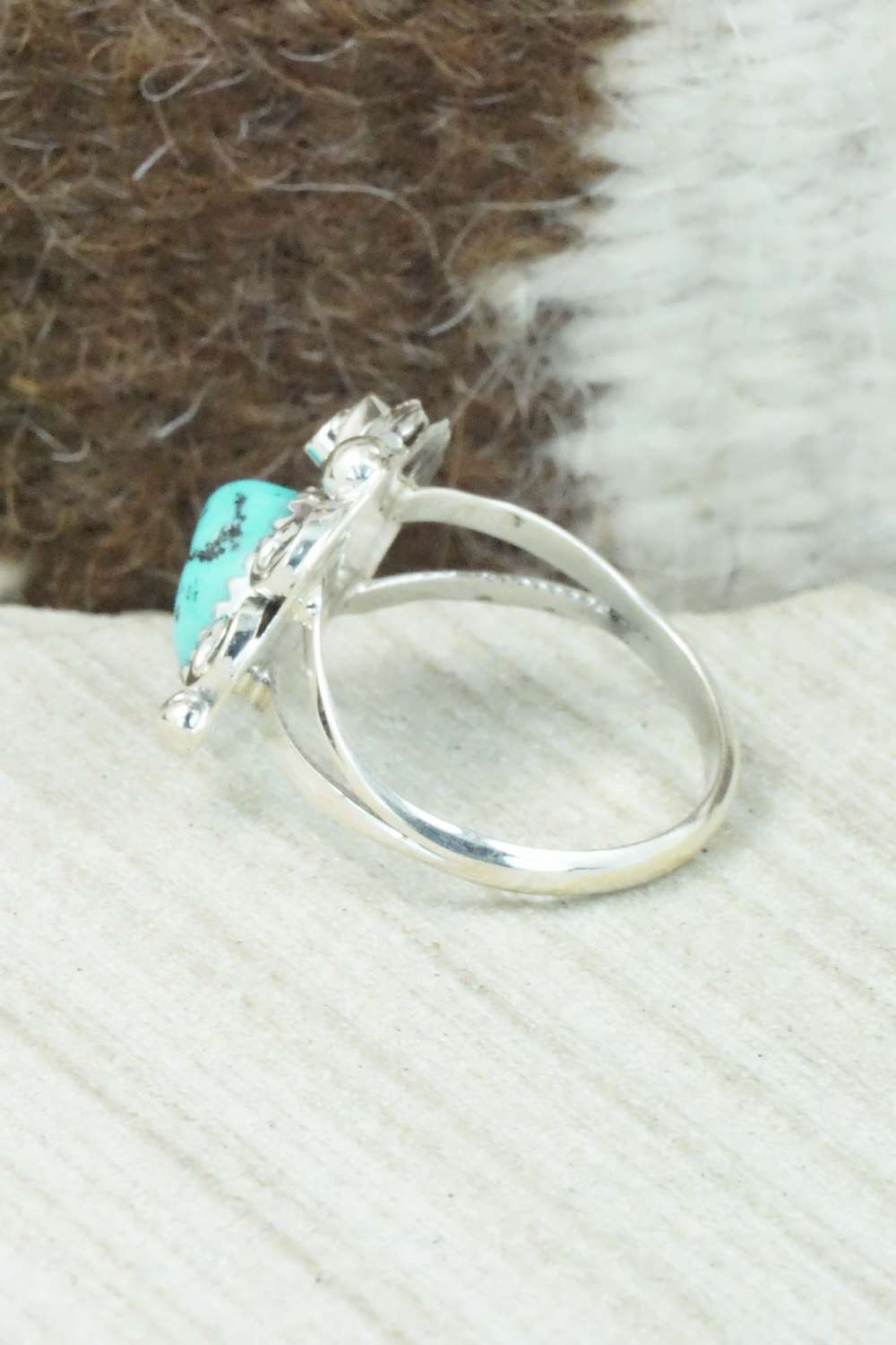 Turquoise & Sterling Silver Ring - Roberta Begay - Size 9