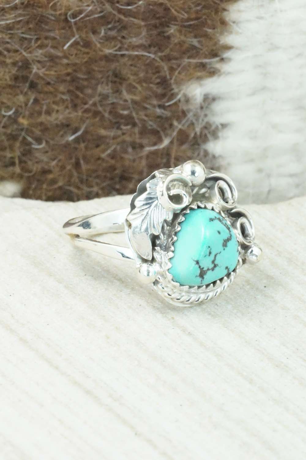 Turquoise & Sterling Silver Ring - Roberta Begay - Size 9