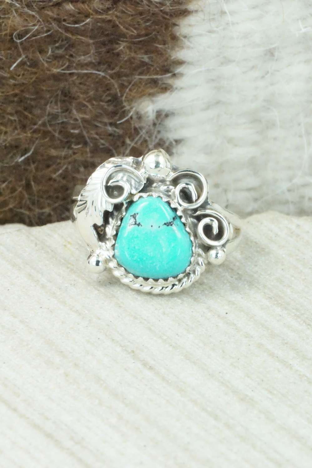 Turquoise & Sterling Silver Ring - Roberta Begay - Size 8.5