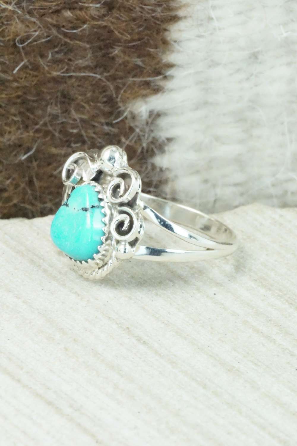 Turquoise & Sterling Silver Ring - Roberta Begay - Size 8.5