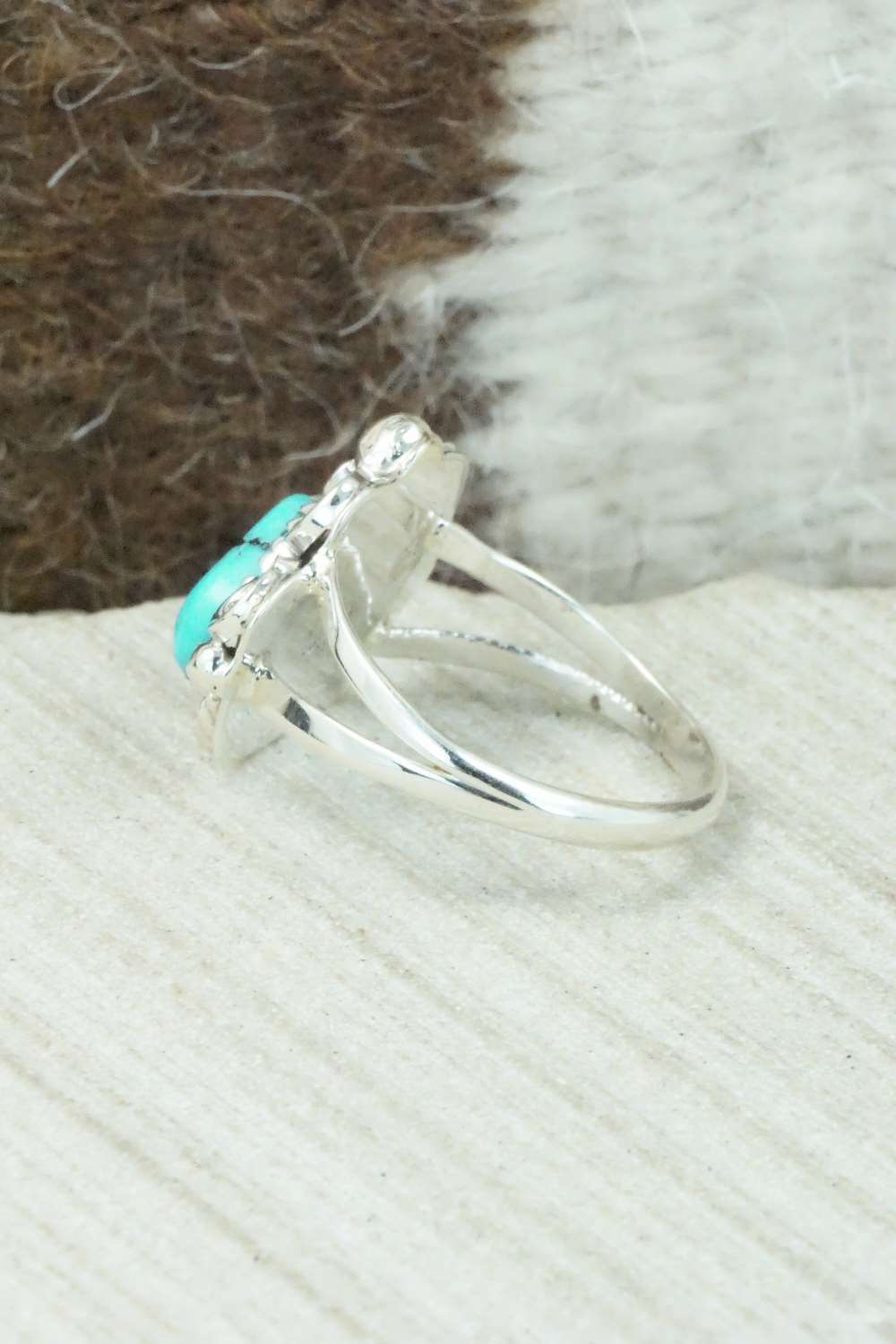 Turquoise & Sterling Silver Ring - Roberta Begay - Size 8.5