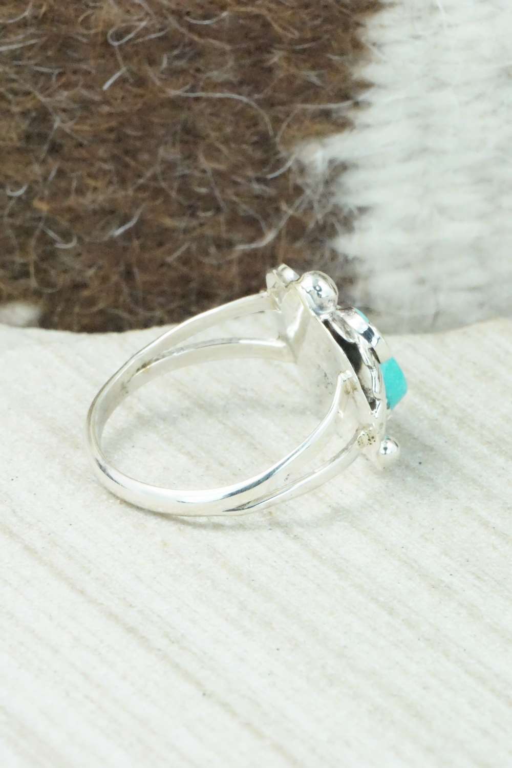 Turquoise & Sterling Silver Ring - Roberta Begay - Size 8.5