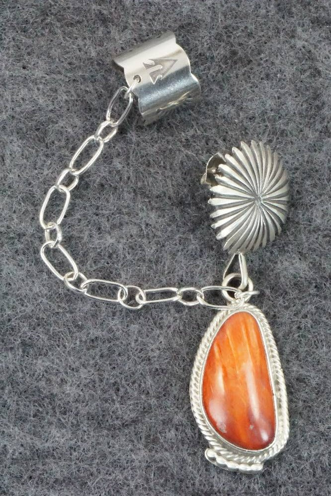 Spiny Oyster & Sterling Silver Earring Cuff Chain - Verley Betone