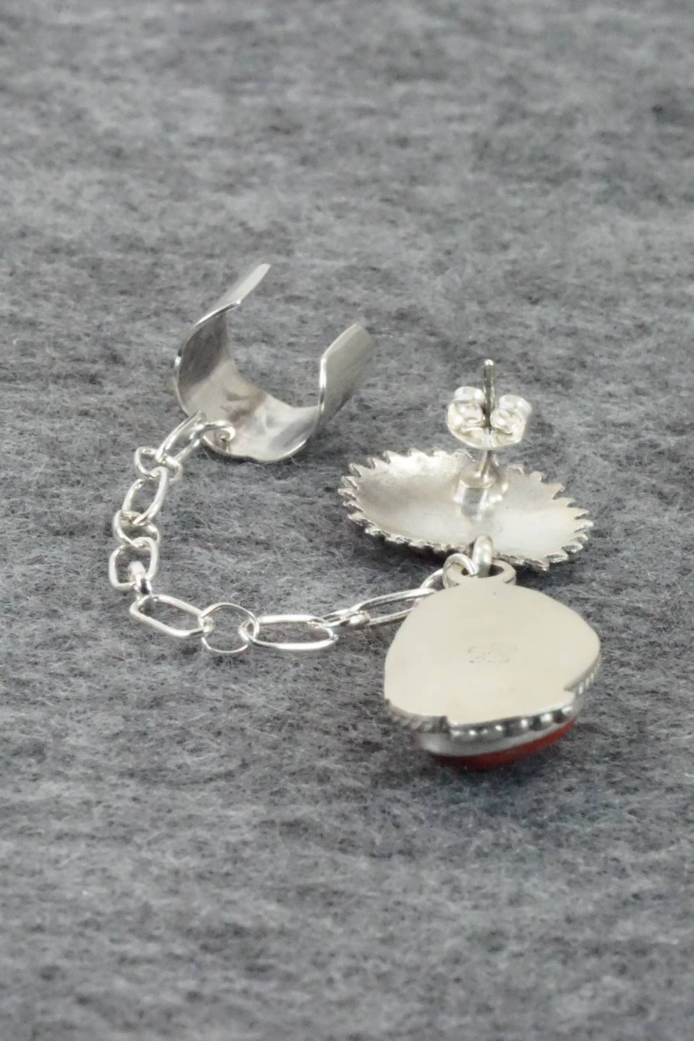 Spiny Oyster & Sterling Silver Earring Cuff Chain - Verley Betone