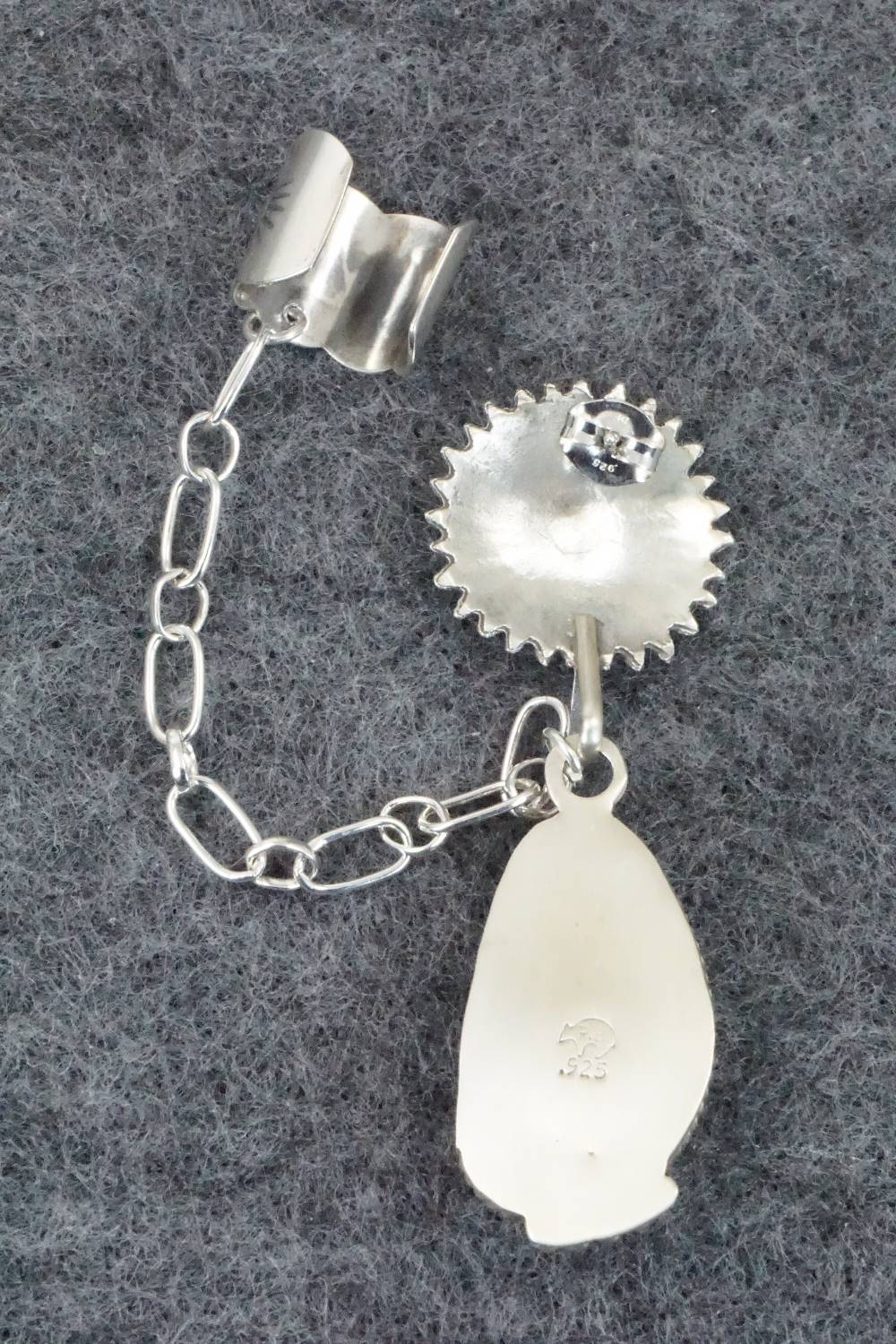 Spiny Oyster & Sterling Silver Earring Cuff Chain - Verley Betone