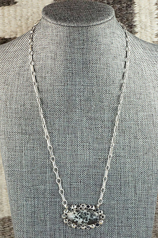 White Buffalo & Sterling Silver Necklace - Gregg Yazzie